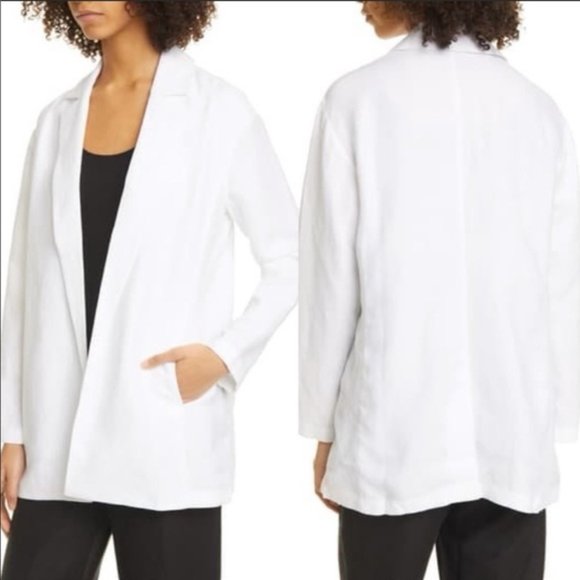 Eileen Fisher Notch Collar White Blazer XL - Picture 2 of 4